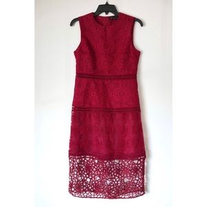 Red Midi Lace Dress
